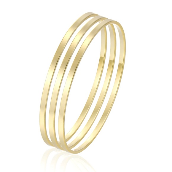 Trio Bangle Bracelet 14k Gold Plated Luxury Jewelry - Picture 1 of 12